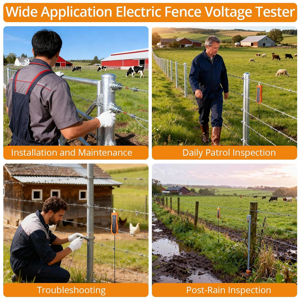 2000-12000V Electric Fence Voltage Tester with 8 Neon Lights