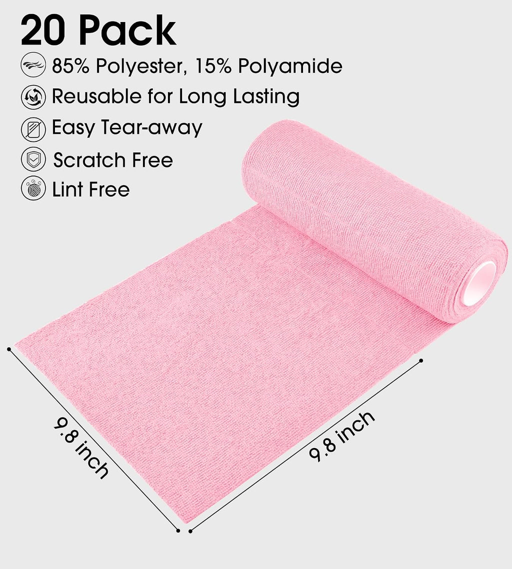 Microfiber Cleaning Cloth Roll - Tear-Away Reusable Microfiber Paper Towels, Lint-Free, Washable, 20 Sheets for