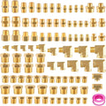 98PCS Brass Pipe Fittings Assortment Kit,1/8" 1/4" 3/8" 1/2" NPT