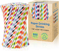 7.75" Striped Colorful Paper Straws Bulk 500ct - 10 Cute Fun Rainbow Colors