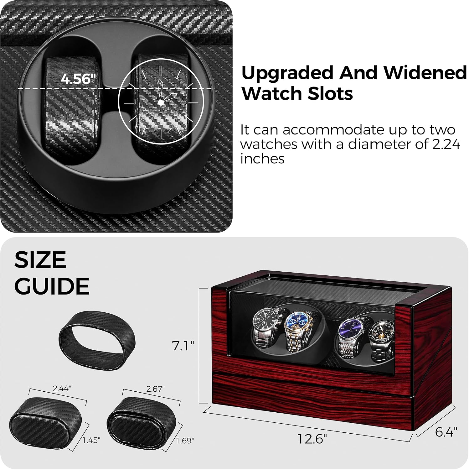 Watch Winders For Automatic Watches, Watch Turner For Automatic | Automatic Watch Winder Box With Led Light,4 Watch