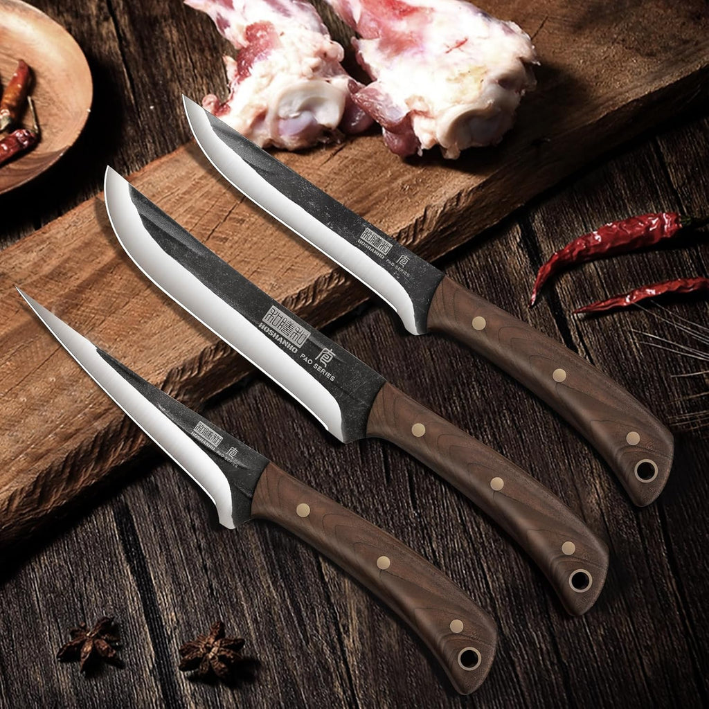 Butcher Knife Set 3PCS, Sharp Fillet & Utility & Paring Knife Set