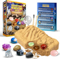 Gemstone Dig Kit for Kids with 2 Tools, 10 Real Gems Tektite | Lapis Lazuli and Tektite|STEM Science Mining