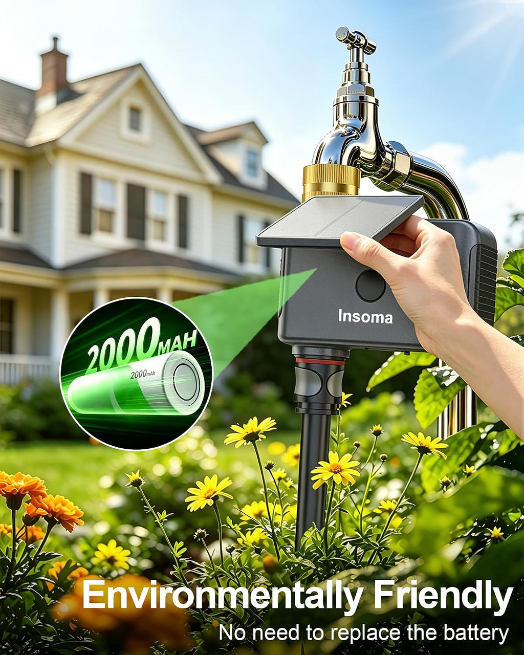 Solar WiFi Water Timer, 1 Zone WiFi Hose Timer for Garden Faucet | 2.4GHz Smart Sprinkler Timers, Up to 20 Watering