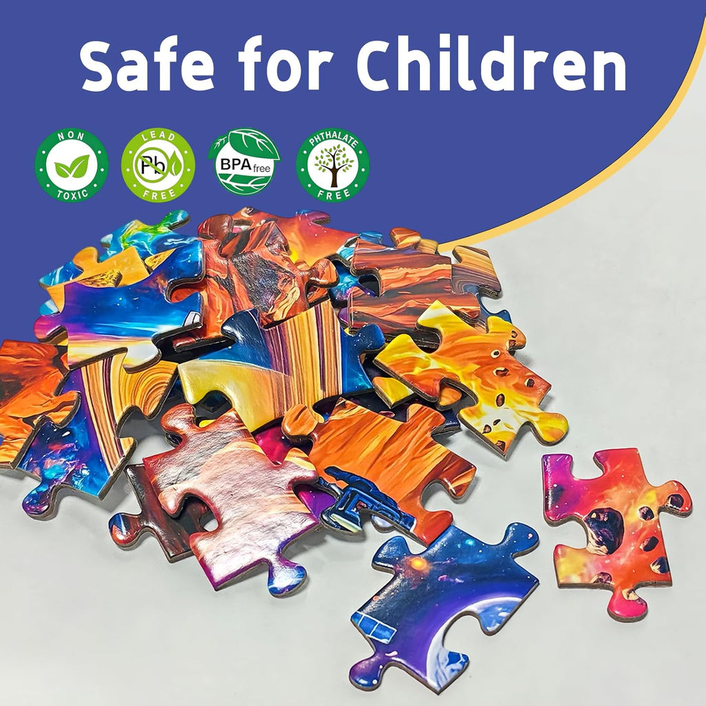 Puzzles for Kids Ages 6-8 8-10, 200 Piece Jigsaw Puzzles for Kids and Adults - Solar System Planets, Learning