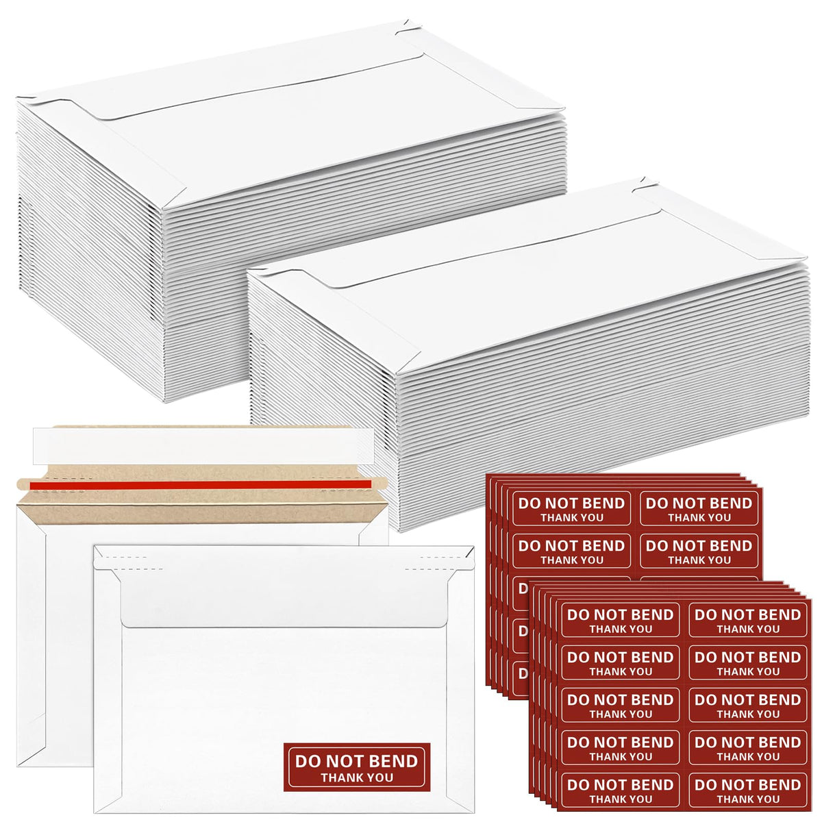 120 Pack 6.5x4.5 Inch Rigid Mailers,Self Seal Rigid Envelopes,White