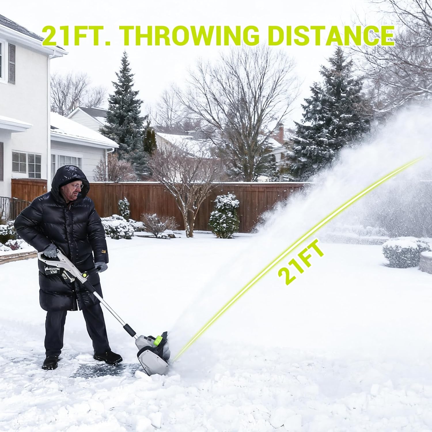 40V Cordless Electric Snow Shovel, 14 Inch Battery Powered Snow Blower with 4.0Ah Battery & 1000W Brushless Motor