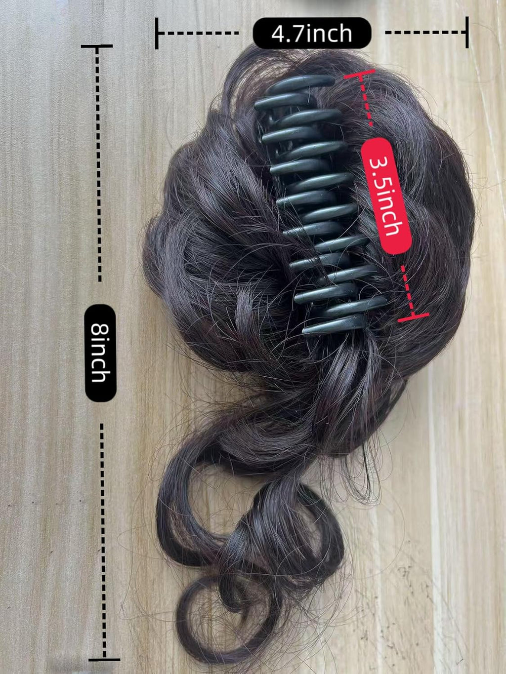 Curly Wavy Messy Bun Hair piece Easy Updo Extensions Claw Clips for Women Girls Dark Brown, Natural Fake Wig Tie