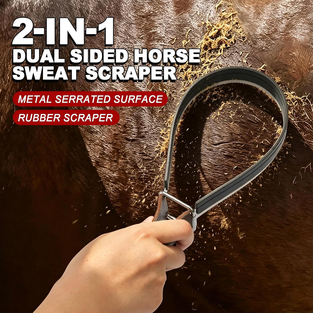 2-in-1 Horse Sweat Scraper Metal Shedding Blade for Horses