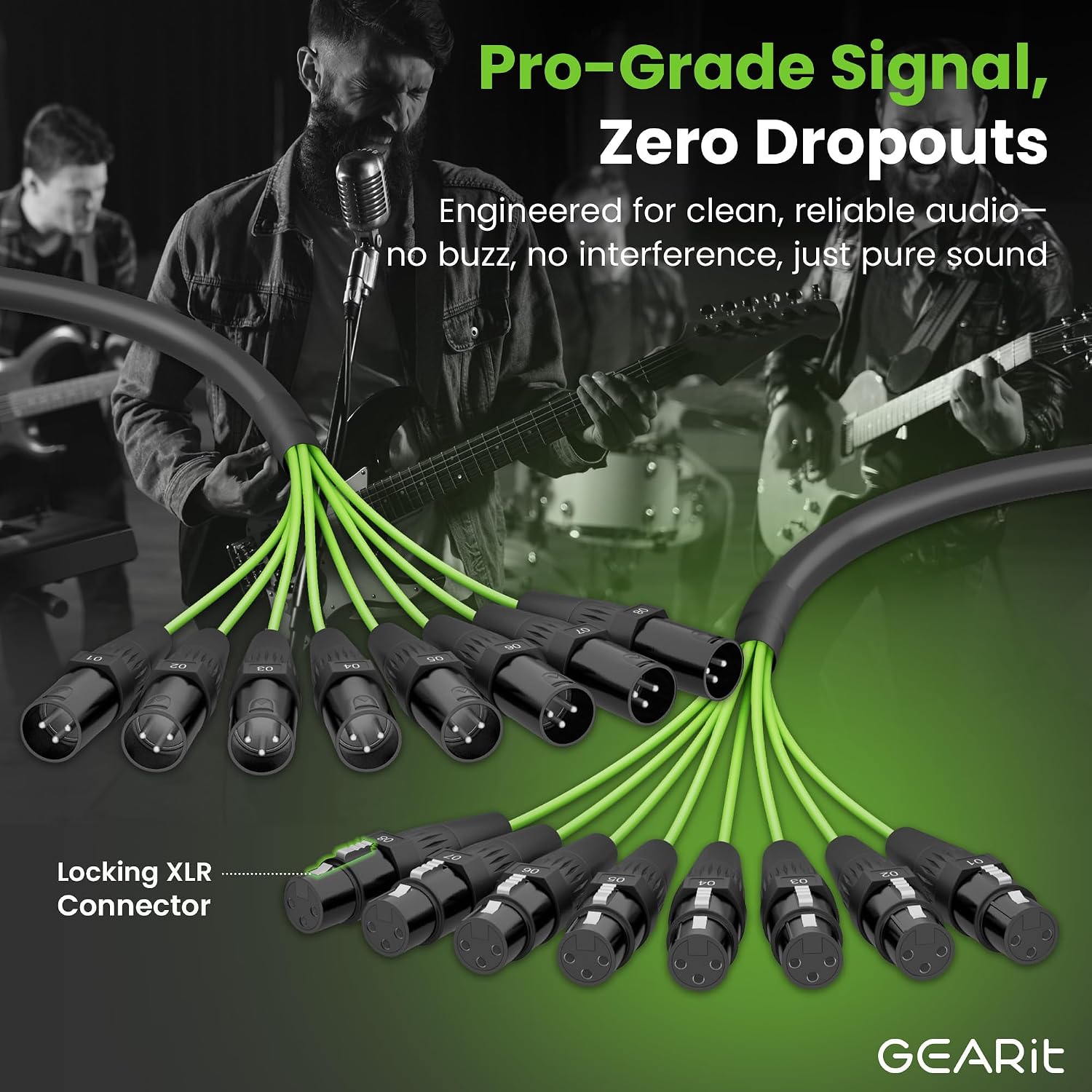 XLR Snake 8 Channel 30 ft, OFC Audio Snake Balanced Multicore Cable with Metal XLR Connectors & Numbered Channel