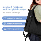 Fleuri All-Day Diaper Bag Backpack, Easy-Clean, Licorice
