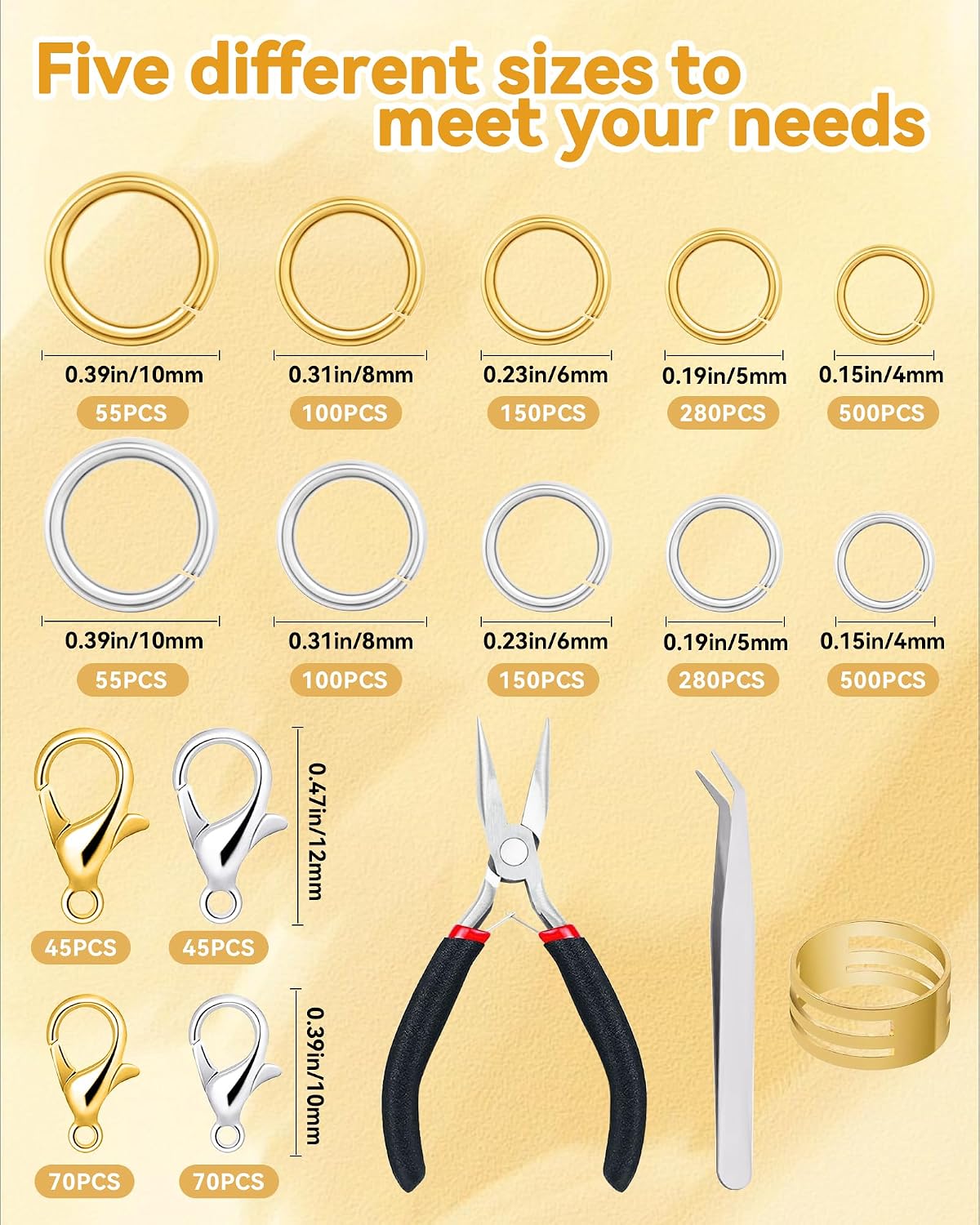 2400PCS Jump Rings Kit for Jewelry Making and Craft Supplies ﻿﻿ ﻿ | Gold/Silver Jump Rings,Lobster Clasps &
