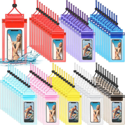 100 Pcs Universal Waterproof Phone Pouch Waterproof Phone Case Dry Bag with Lanyard Cellphone Dry Bag for Beach