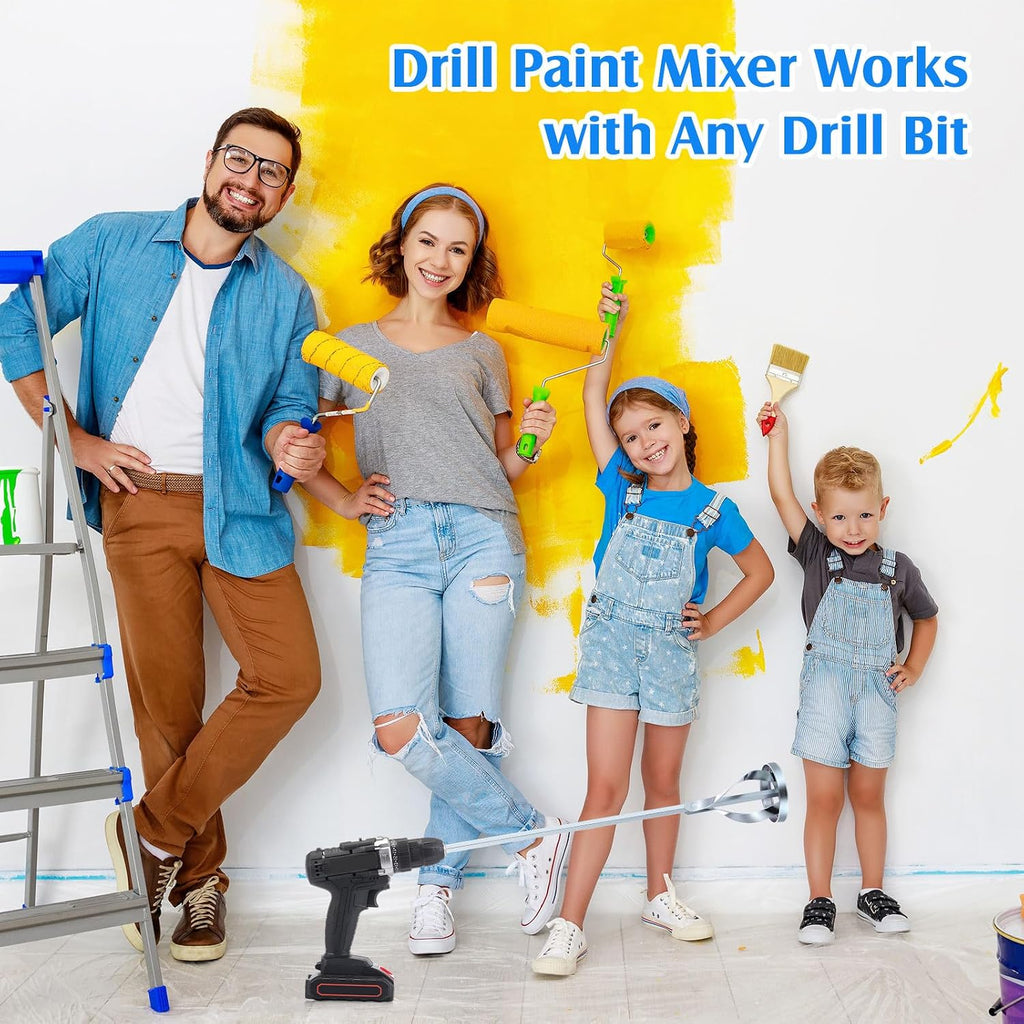 3 Pcs Paint Mixer for Drill, 1 to 5 Gallon Bucket, Paint Stirrer, Easy to Clean, 16.9" Mixing Paddles and 2.36"