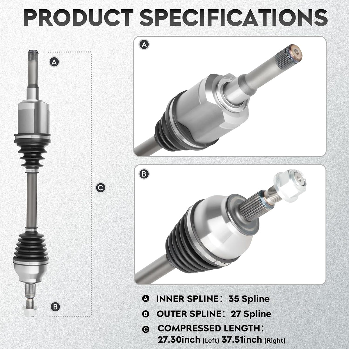 ILONPA NEW Left & Right Front CV Axle Shaft Assembly 2PCs CV Joint