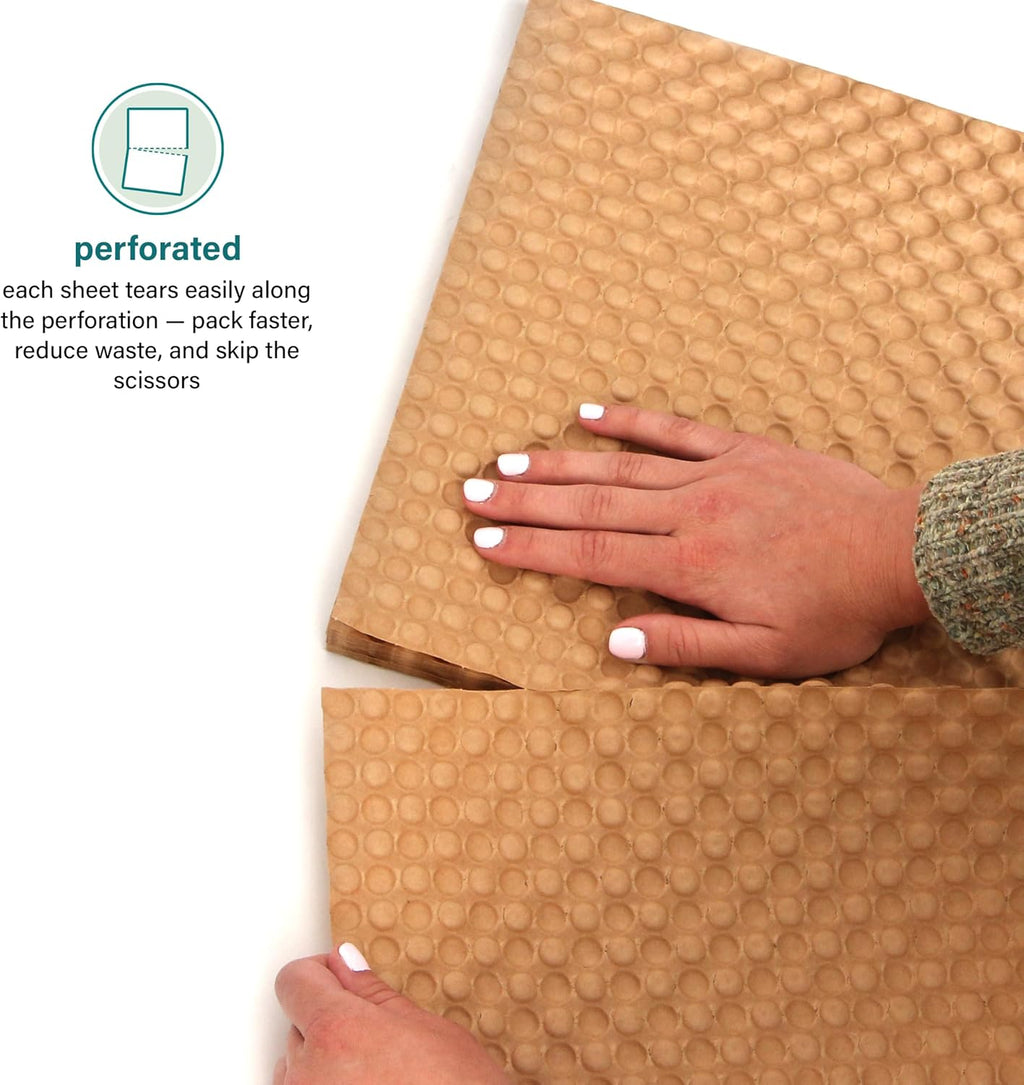 Paper Bubble Wrap Sheets for Packing, Moving, & Shipping - 12" x 12" x 250' - Eco-Friendly Kraft Bubble Paper