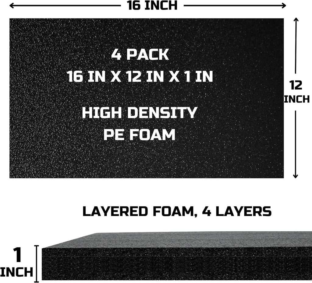 Tool Box Foam Organizer 16x12x1 inch 4Pack, Kaizen Sheets for Pro Tool Control, Custom Tool Shadow Inserts for Cases