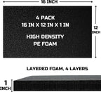 Tool Box Foam Organizer 16x12x1 inch 4Pack, Kaizen Sheets for Pro Tool Control, Custom Tool Shadow Inserts for Cases