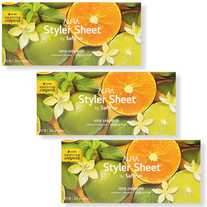 Lime Basil & Mandarin Sheet Fragrance 20 x 3 Pack - Long-Lasting Dryer Sheet Scent for Clothing Styler - Deodorizing