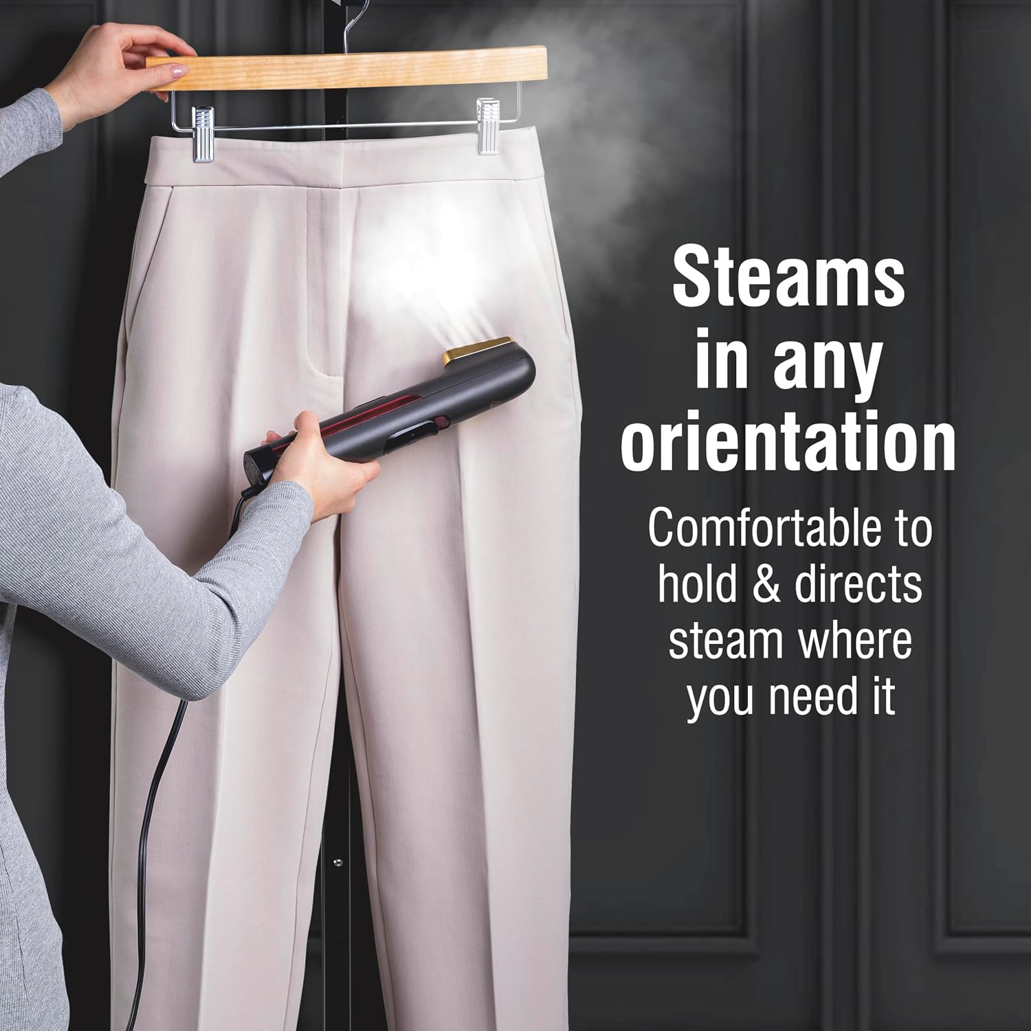 Steam Handheld Garment Steamer for Clothes, 800 Watts, Black | Portable Wrinkle-Remover, 5 Minutes of Continuous