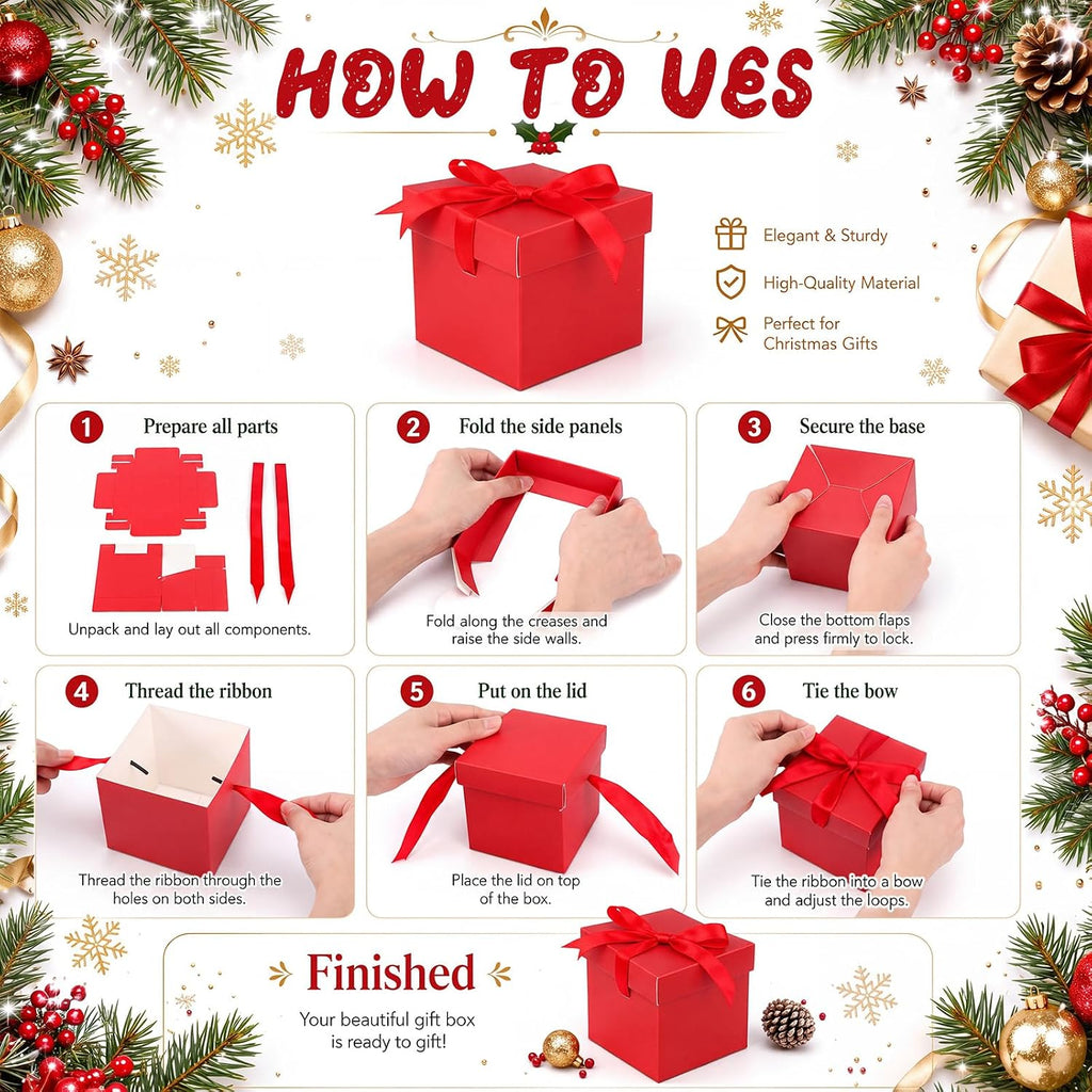 24 Pcs Christmas Gift Boxes with Lids Small Box, Red, Classic