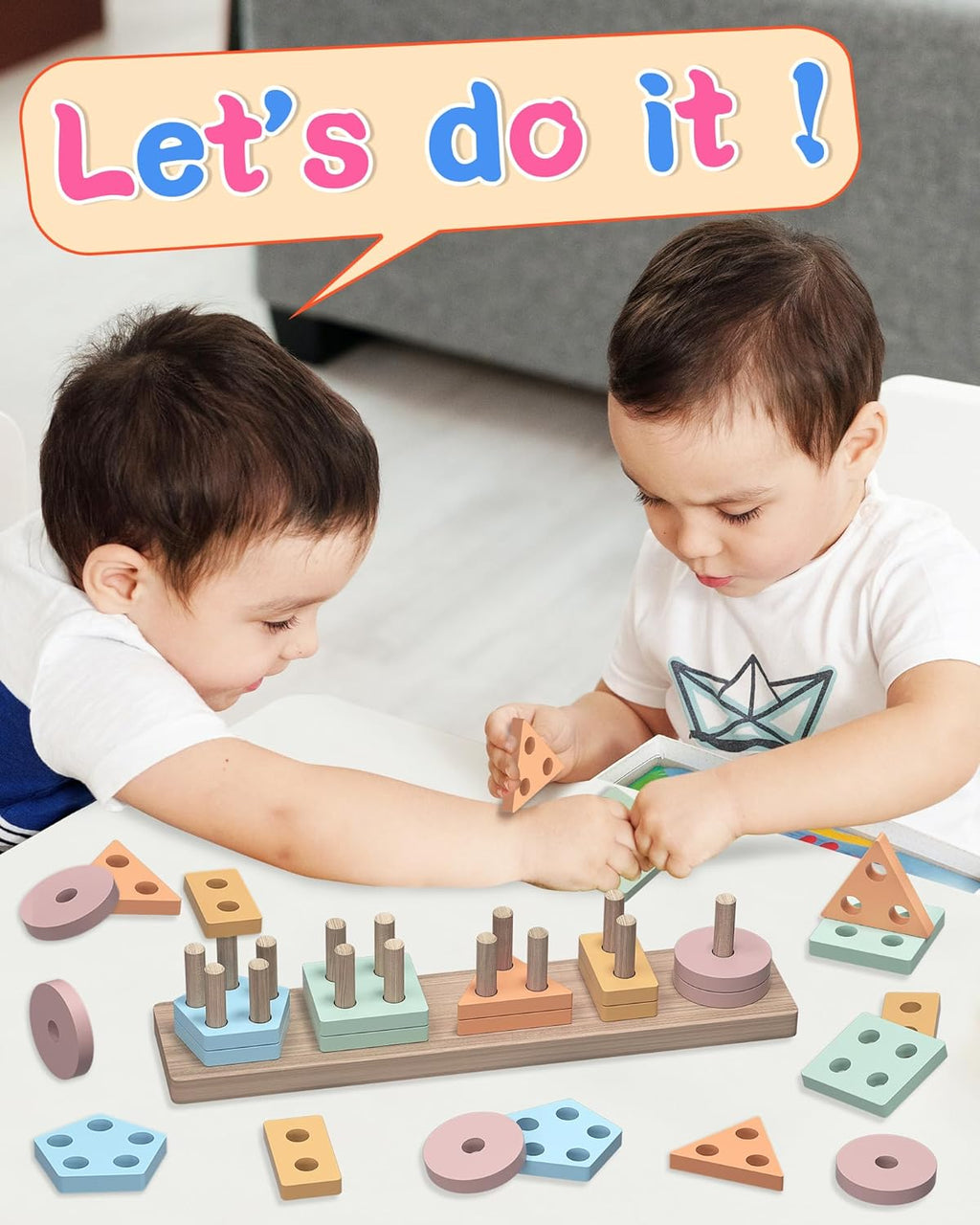 Montessori Toys for 1 2 Year Old Girl and Boy Birthday Gifts | Toddler Toys 1-2 2-3, Shape Sorter, Wooden Block