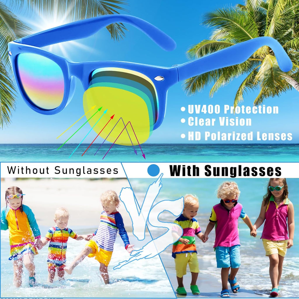 6Neon Kids Sunglasses Bulk with UV Protection,Summer Party Favors | Bright Color Eye Glasses Accessories for Boys