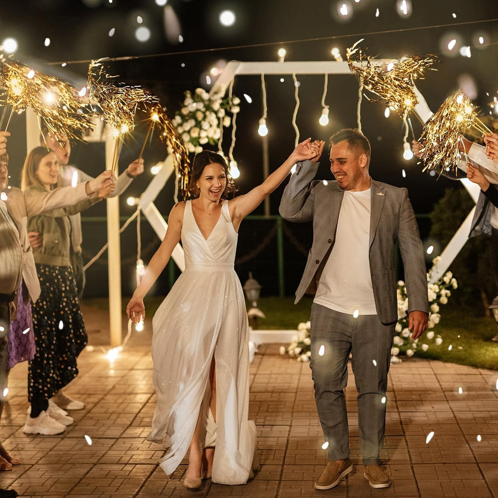 100 Pcs Light up Wedding Wands Sparkler Tinsel Send Off,Champagne