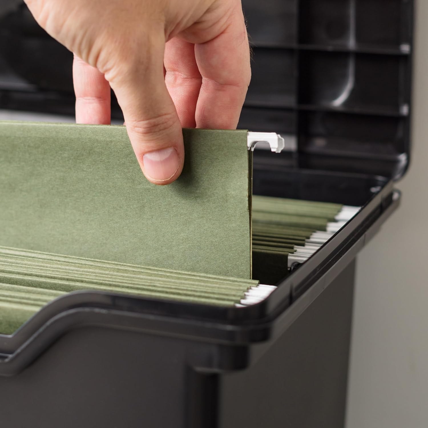 File Box with Lid File Organizer for Letter File w/Organizer-Lid, Plastic Mobile Filing Organizer, Water Resistant
