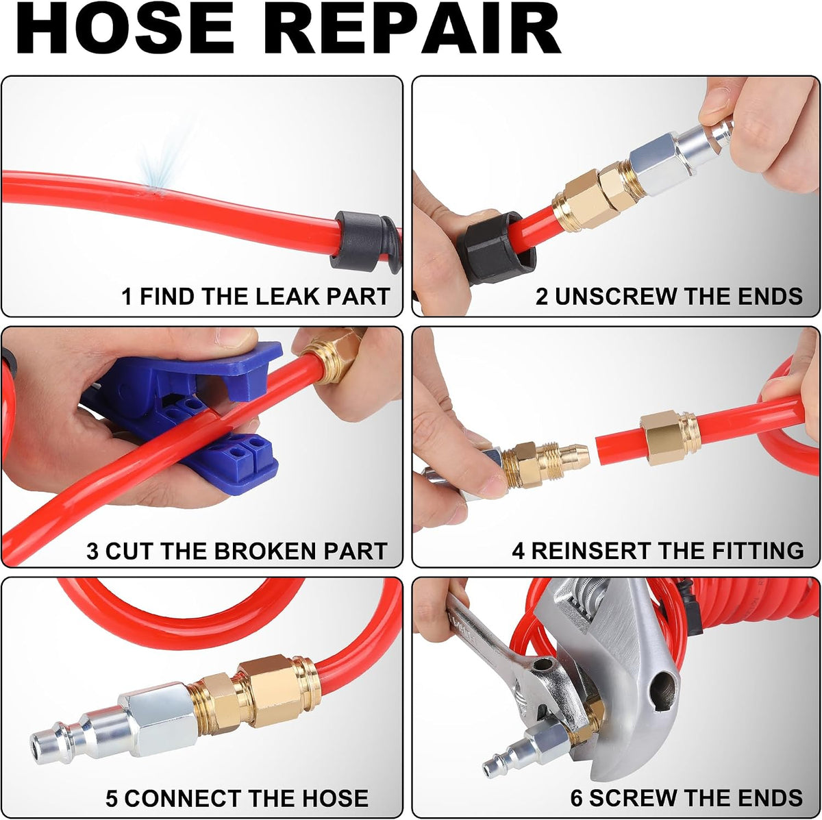 Hromee 1/4 in x 30 ft Polyurethane Recoil Air Hose