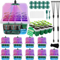 Self Watering Seed Starter Tray with Grow Light, 10-Pack 120-Cell Reusable Seed Starter Kit with Soft Silicone, Plant