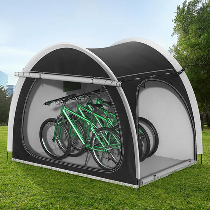 Bike Storage Shed Tent, 210X150X165CM Bicycle Tent for 3-4 Bikes (Black) | Portable Foldable Garage/Garden Storage