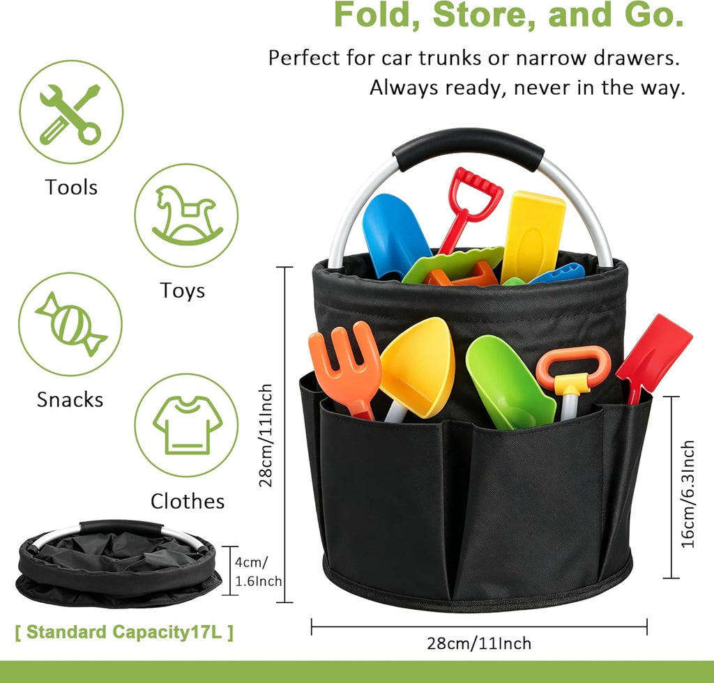 Cleaning Caddy with Handle 17L Cleaning Supplies Organizer Foldable Storage Basket Portable Cleaning Supply Caddy