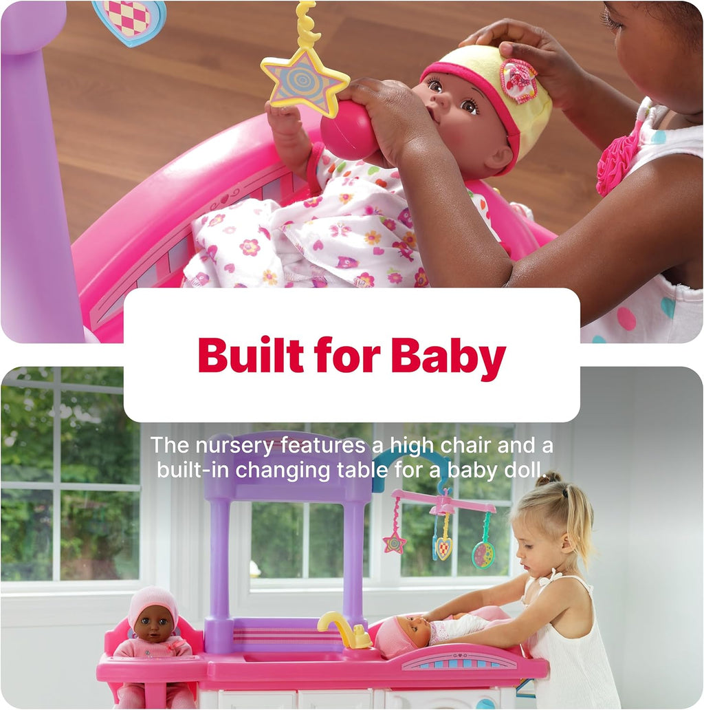 Step2 Love & Care Deluxe Baby Doll Nursery Playset for Kids, Compact Changing Station & Crib, Made of Durable