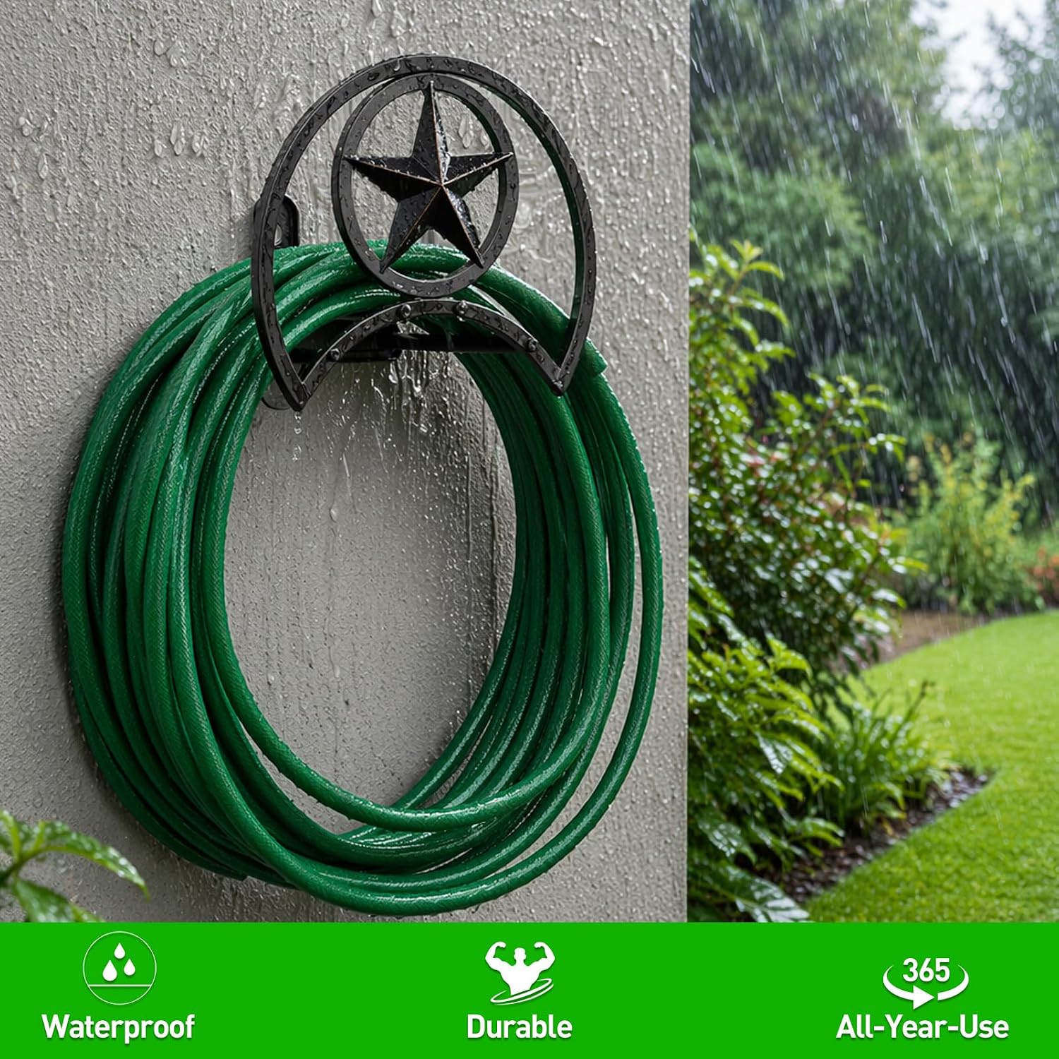 Garden Hose Holder, Decorative Hose Butler Sturdy Water Hose Rack, Durable Wall Hose Hanger, Holds 125-Feet of