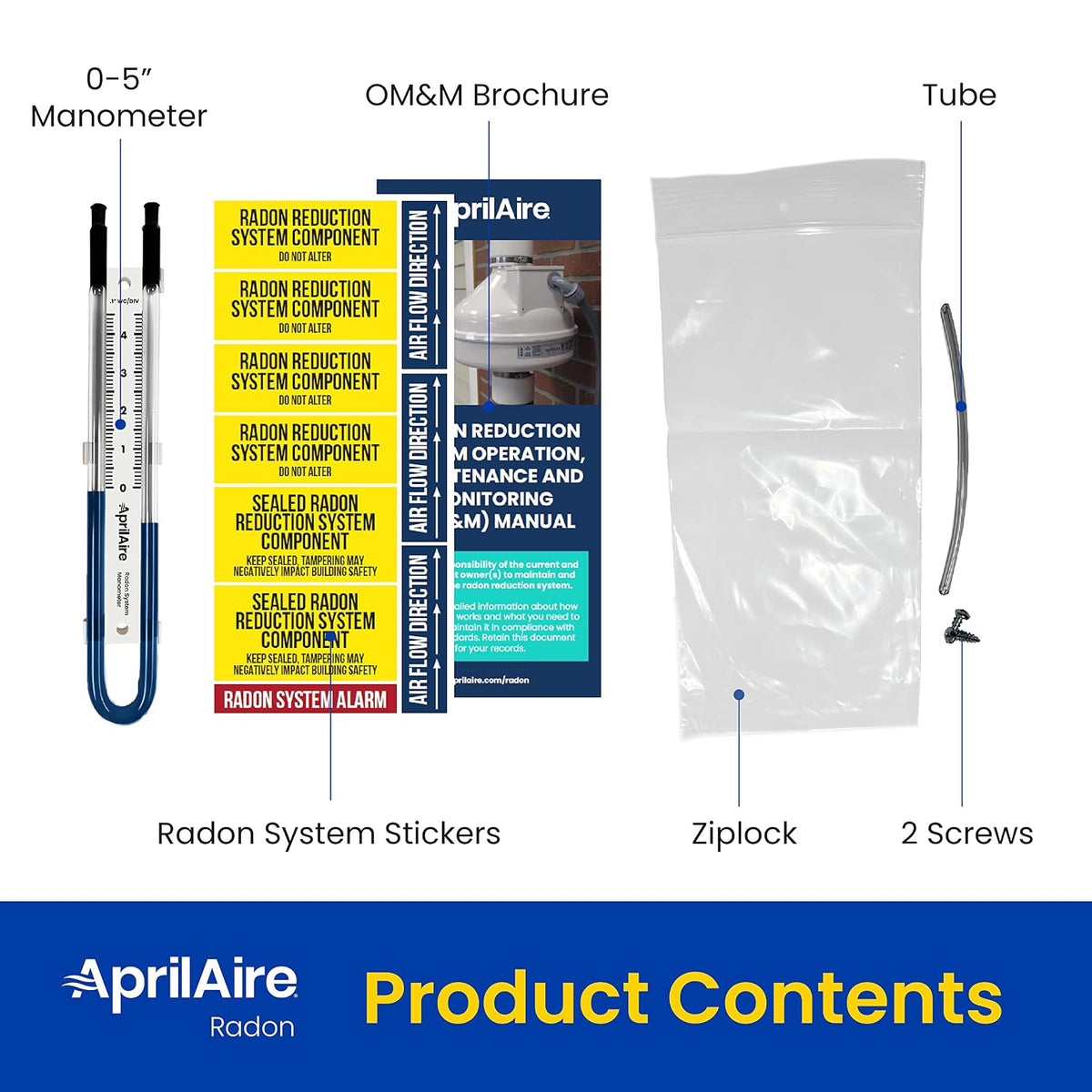 AprilAire Easy to Read 0-5" Manometer, Radon Manometer, ARN05M