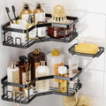 3 Pack Corner Shower Caddy with Soap Holder, Large Capacity Sturdy Easy Install No Drilling Stainless Steel Hold 40