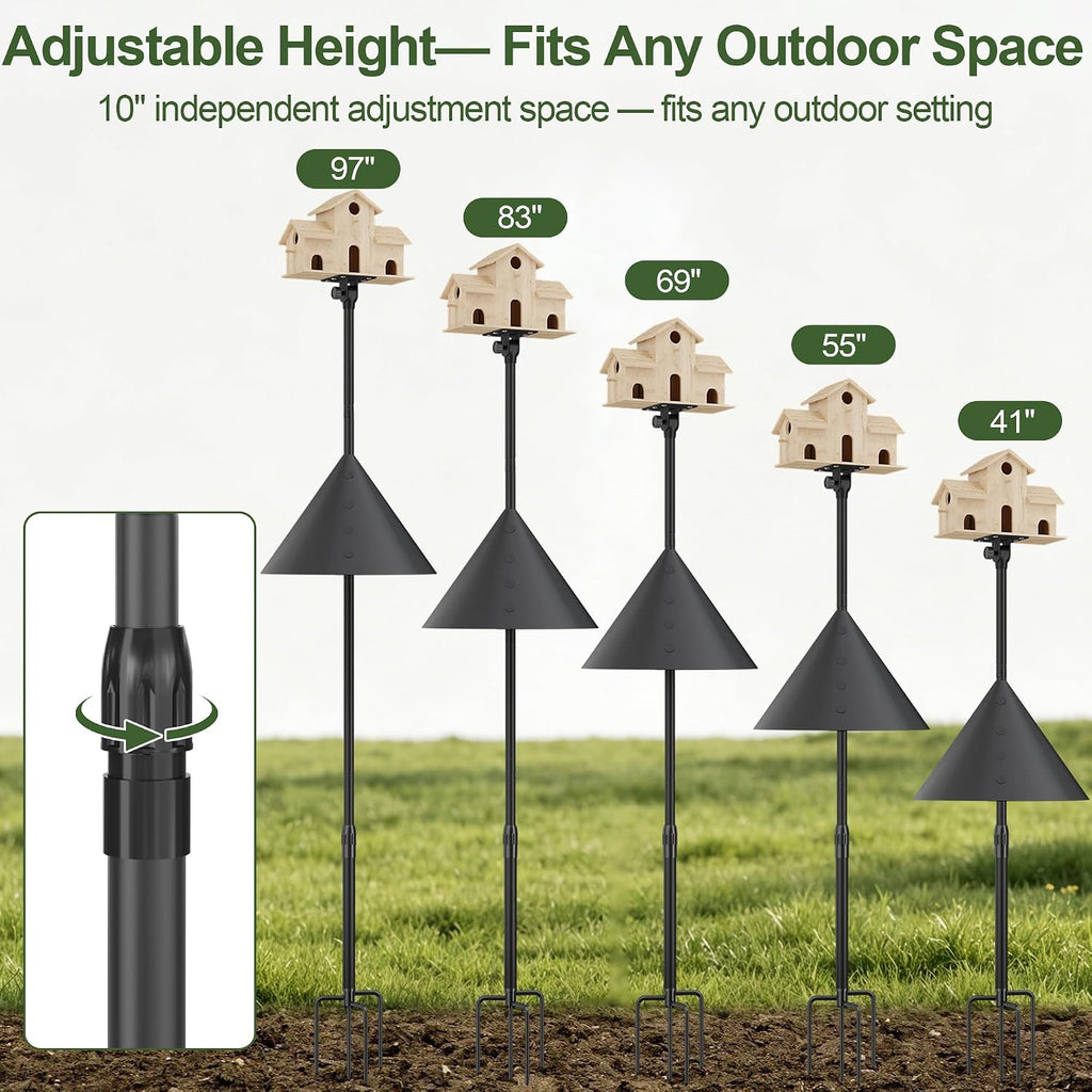 Bird Feeder Pole Squirrel Proof – Heavy Duty 107" Outdoor Stand
