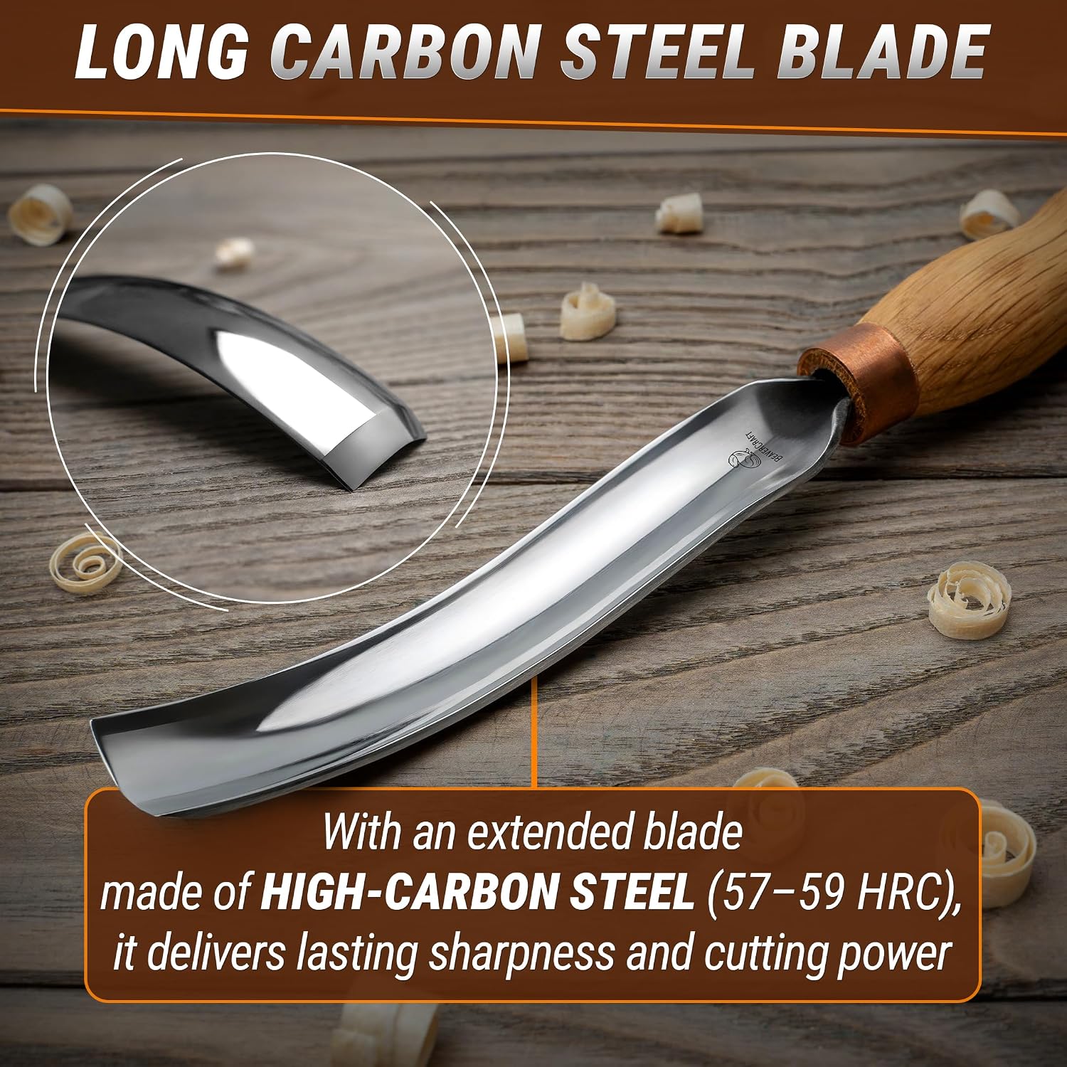 Wood Carving Gouge 7L/22 Spoon Carving Tools, Chisels - Bowl Gouge, Wood Curved Chisel - Whittling Spoon Knife