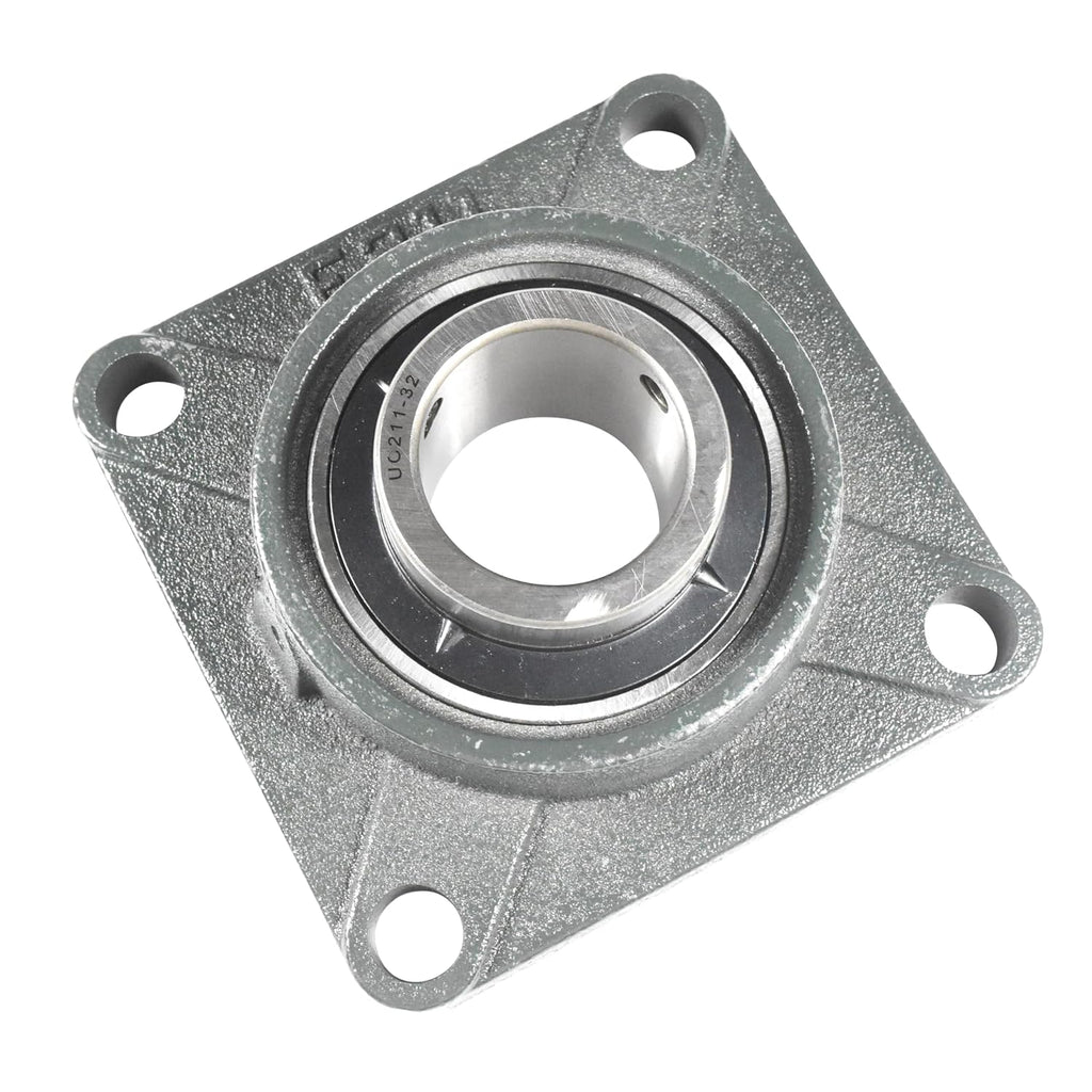 HQRP 2-Pack UCF211-32 Pillow Block Bearing 2-inch Bore, 4-Bolt Flange Mounted, Solid Base, Self-Alignment, Square