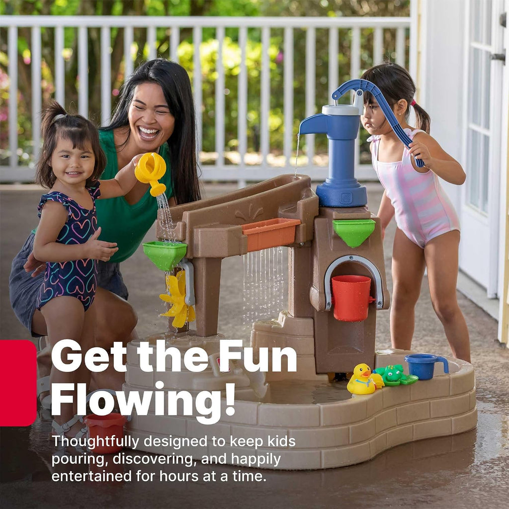 Step 2 Pump & Splash Discovery Pond Water Table, Kids Water Sensory Activity Pool, Summer Outdoor Toys, 10 Piece Toy