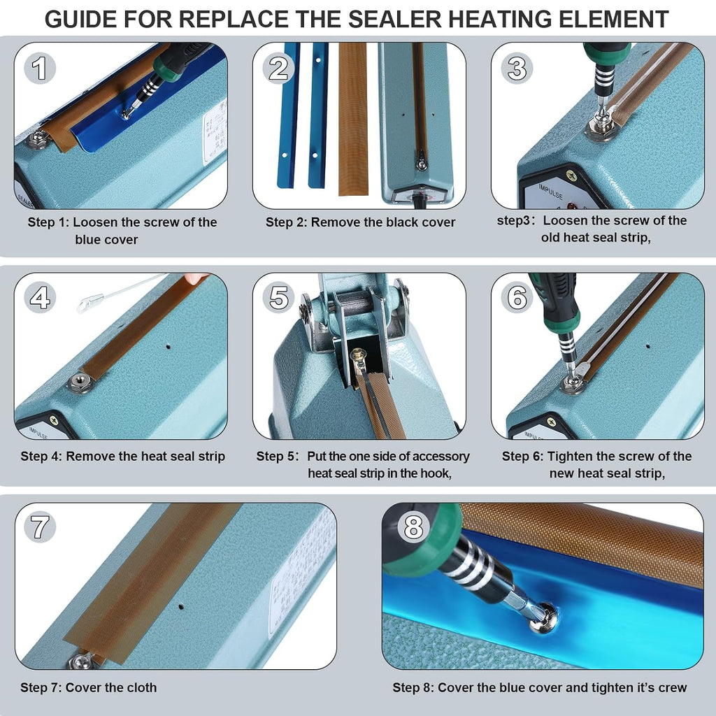 10 Pcs Impulse Sealer Replacement 8 In 2mm Heat Sealer Strip,200 mm