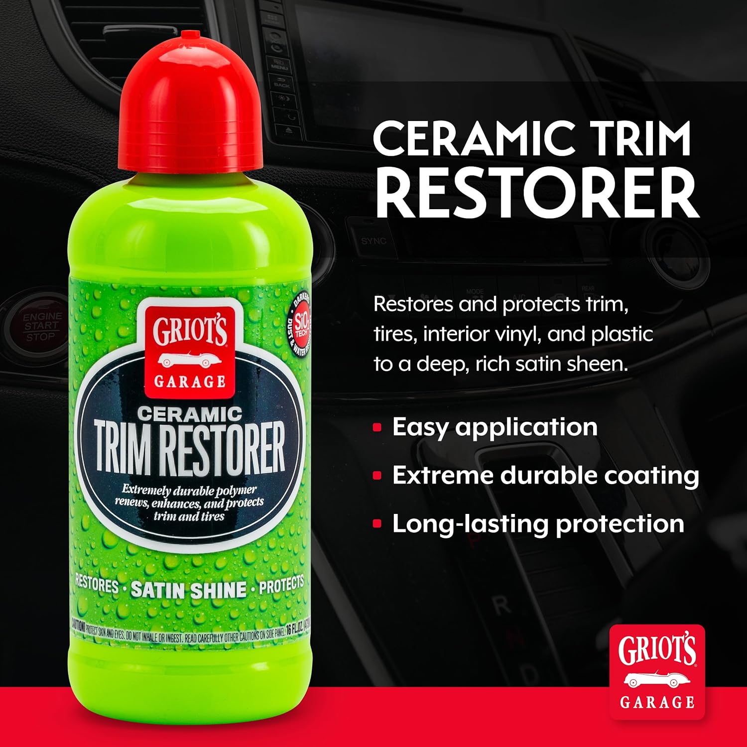 Ceramic Trim Restorer for Car Detailing, Ceramic-Infused Coating for Exterior and Interior Plastics, Vinyl, and More
