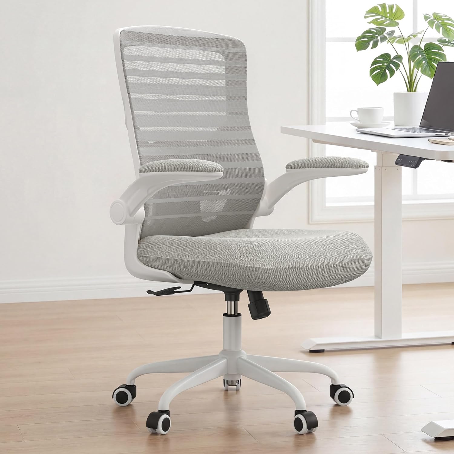 Office Chair for Long Hours & Back Pain Relief – 4" Molded Foam Cushion, Padded Lumbar Support, and Padded Flip-up
