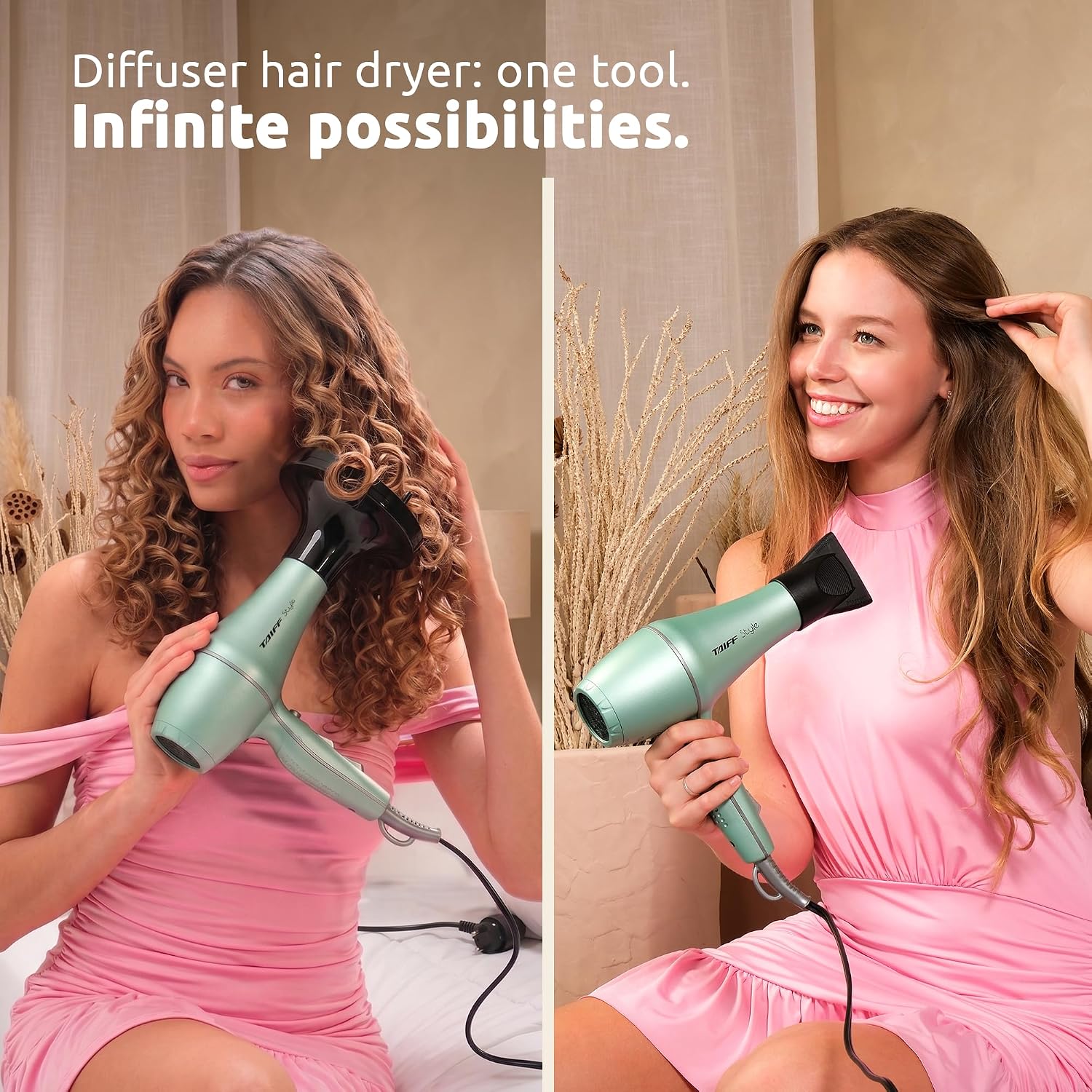 Style - Hair Dryer with Diffuser | 125V, 1875W | Fast Drying Ionic-Ceramic Frizz Control | Lightweight Travel