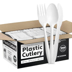 1000 Count White Plastic Silverware Set Disposable Cutlery