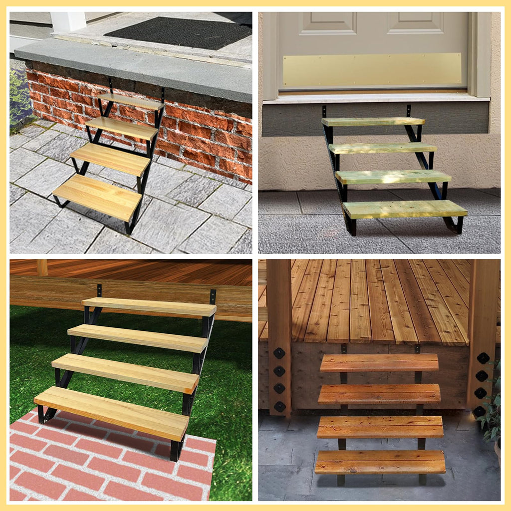 4 Step Metal Stair Step Steel Riser Stringers for 34.7" Height Deck, 2Packs