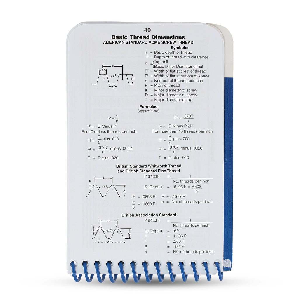 Morse Machinist's Practical Guide for Pocket or Toolbox - A Machinist Handbook to Basic Machinery Reference Information on Cutters, taps, Dies, Drill bits, endmills and Much More General info.