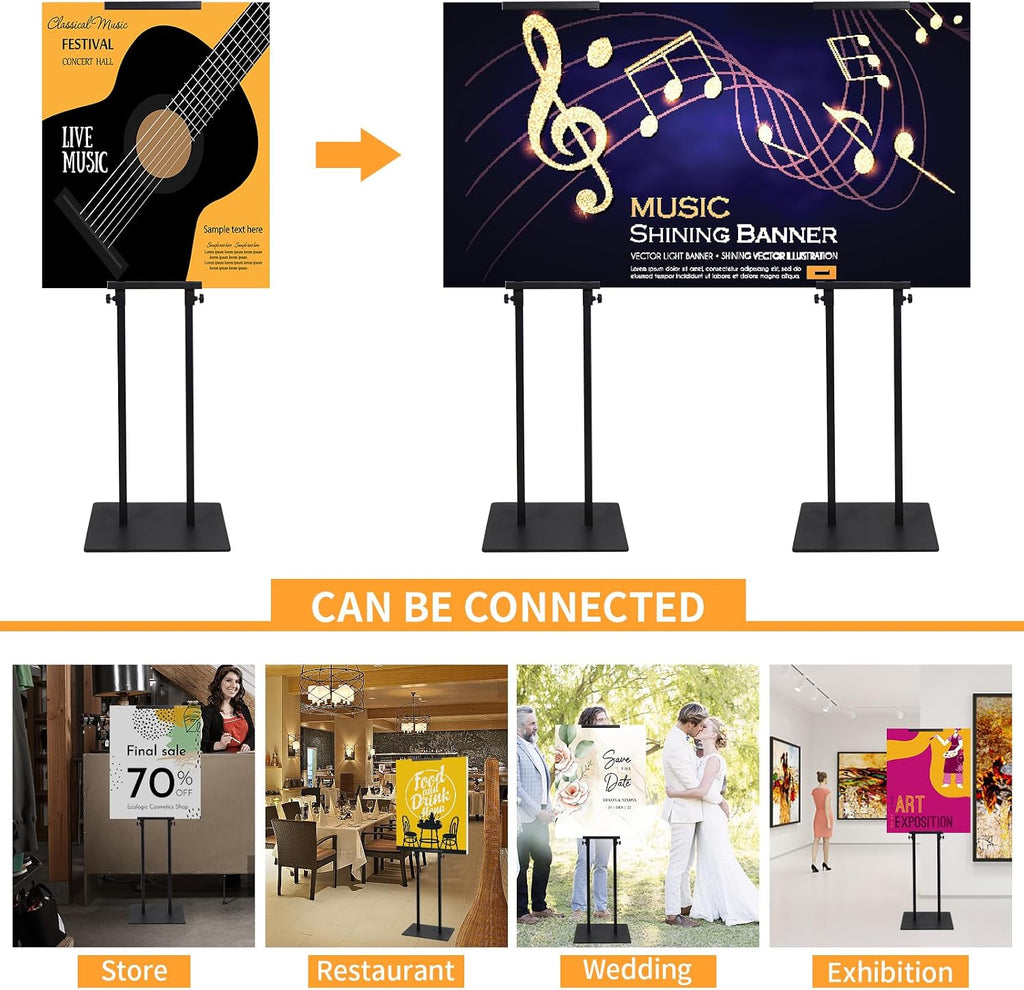 Poster Stand for Display, Adjustable Heavy Duty Poster Board Stand | 2 Pack Pedestal Floor Sign Holder Stand, Height