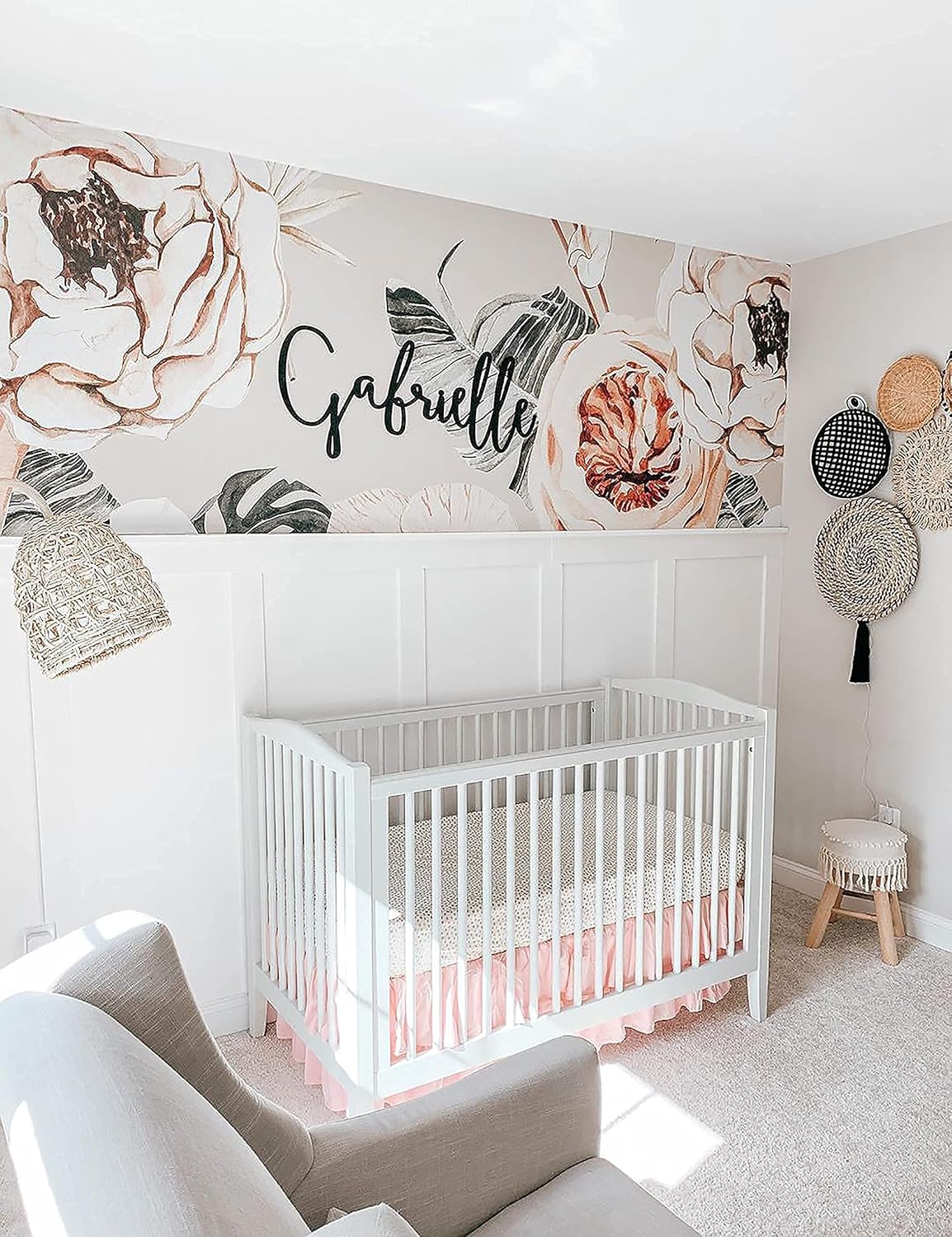 4-Piece Crib Bedding Set for Boy Girls, Includes Crib Skirt, Blanket, Crib Sheet & Diaper Bag, Baby Girl Crib Bedding
